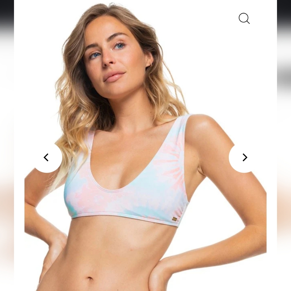 Roxy Bikini Top, Nautilus Elongated Tri, Color Peach/Amber, Size Medium, NWT - Picture 1 of 6